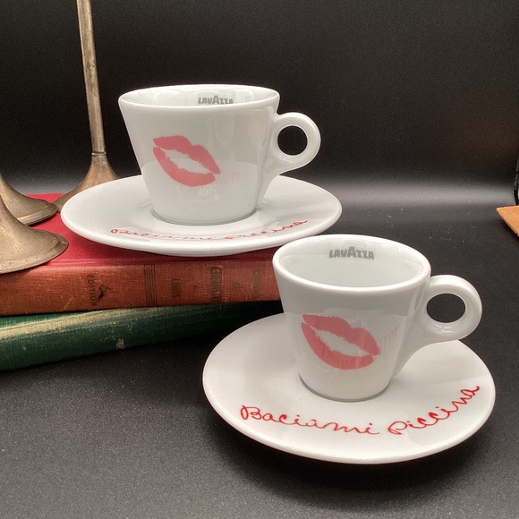 LavAzza Cappaccino and Espresso Cup and Saucer limited edition kiss me, baby - Picture 1 of 9